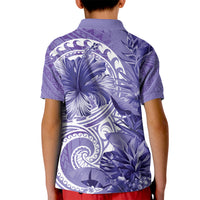 Polynesian Hibiscus Flower Tribal Kid Polo Shirt Violet Color