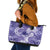 Polynesian Hibiscus Flower Tribal Leather Tote Bag Violet Color