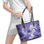 Polynesian Hibiscus Flower Tribal Leather Tote Bag Violet Color