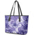 Polynesian Hibiscus Flower Tribal Leather Tote Bag Violet Color