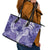 Polynesian Hibiscus Flower Tribal Leather Tote Bag Violet Color