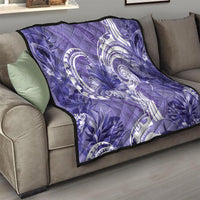 Polynesian Hibiscus Flower Tribal Quilt Violet Color
