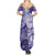 Polynesian Hibiscus Flower Tribal Summer Maxi Dress Violet Color