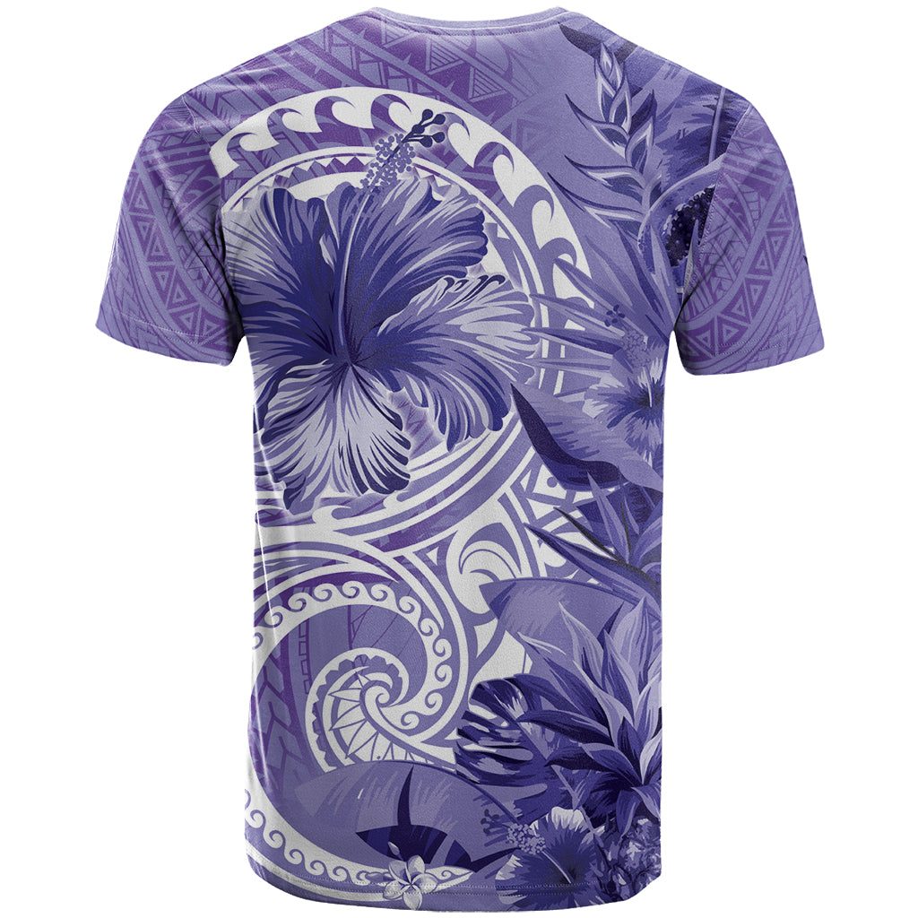 Polynesian Hibiscus Flower Tribal T Shirt Violet Color