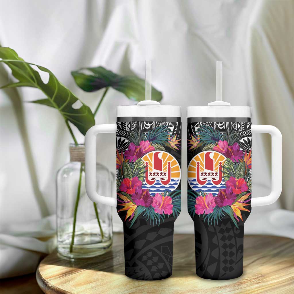 Tahiti Island Tumbler With Handle French Polynesian Tropical