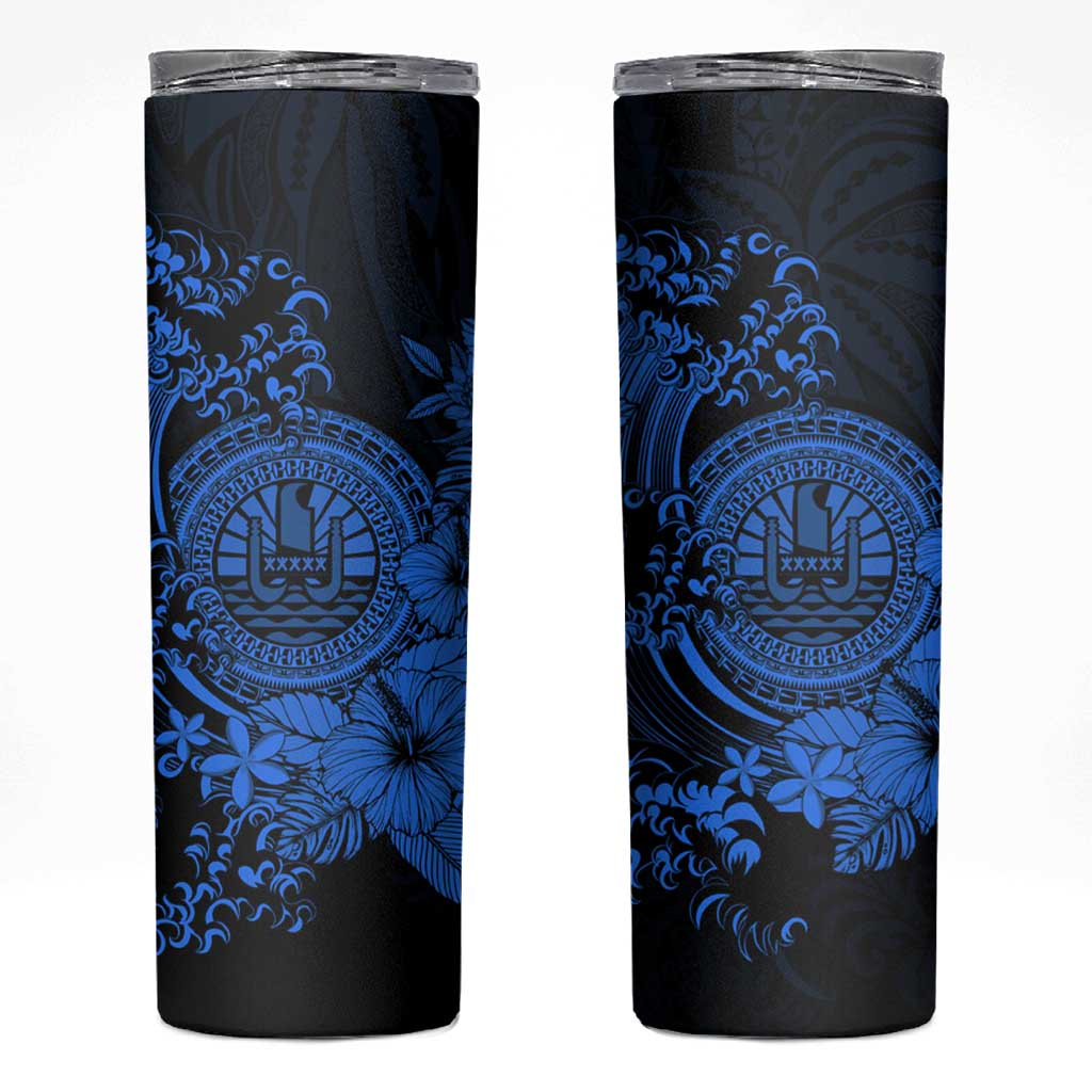 Blue Polynesian Tahiti Island Skinny Tumbler The Wave of Water