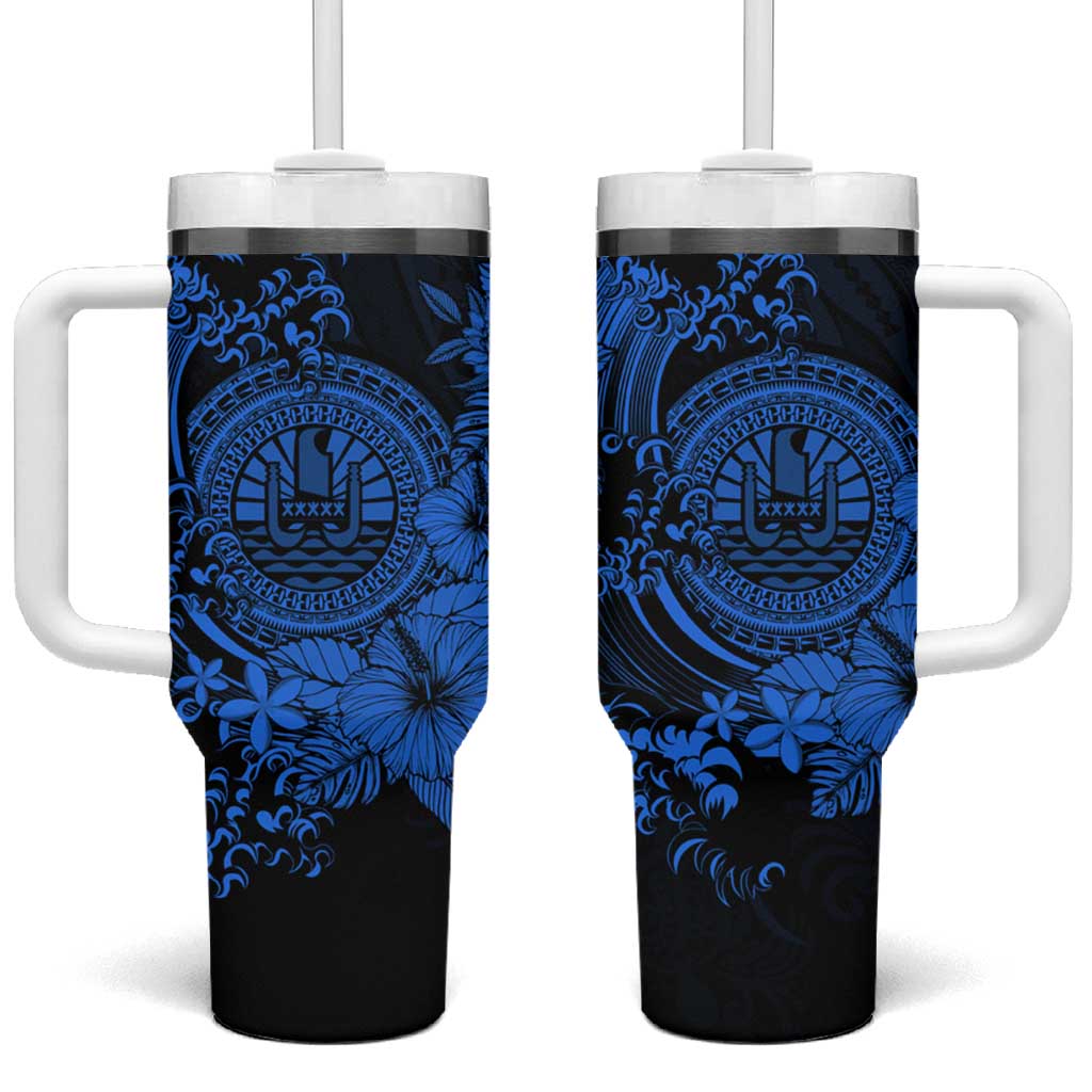 Blue Polynesian Tahiti Island Tumbler With Handle The Wave of Water