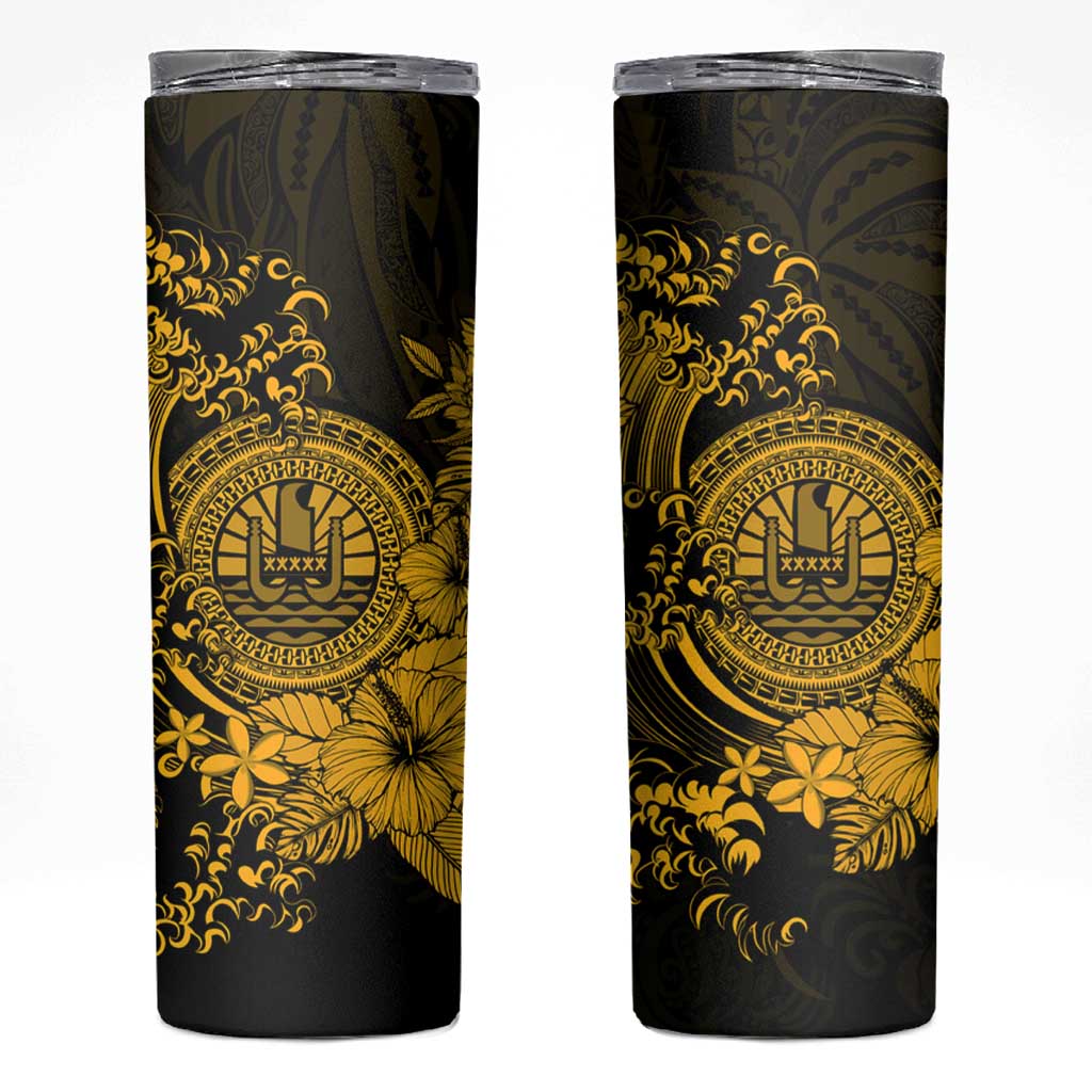 Gold Polynesian Tahiti Island Skinny Tumbler The Wave of Water LT9 Gold - Polynesian Pride