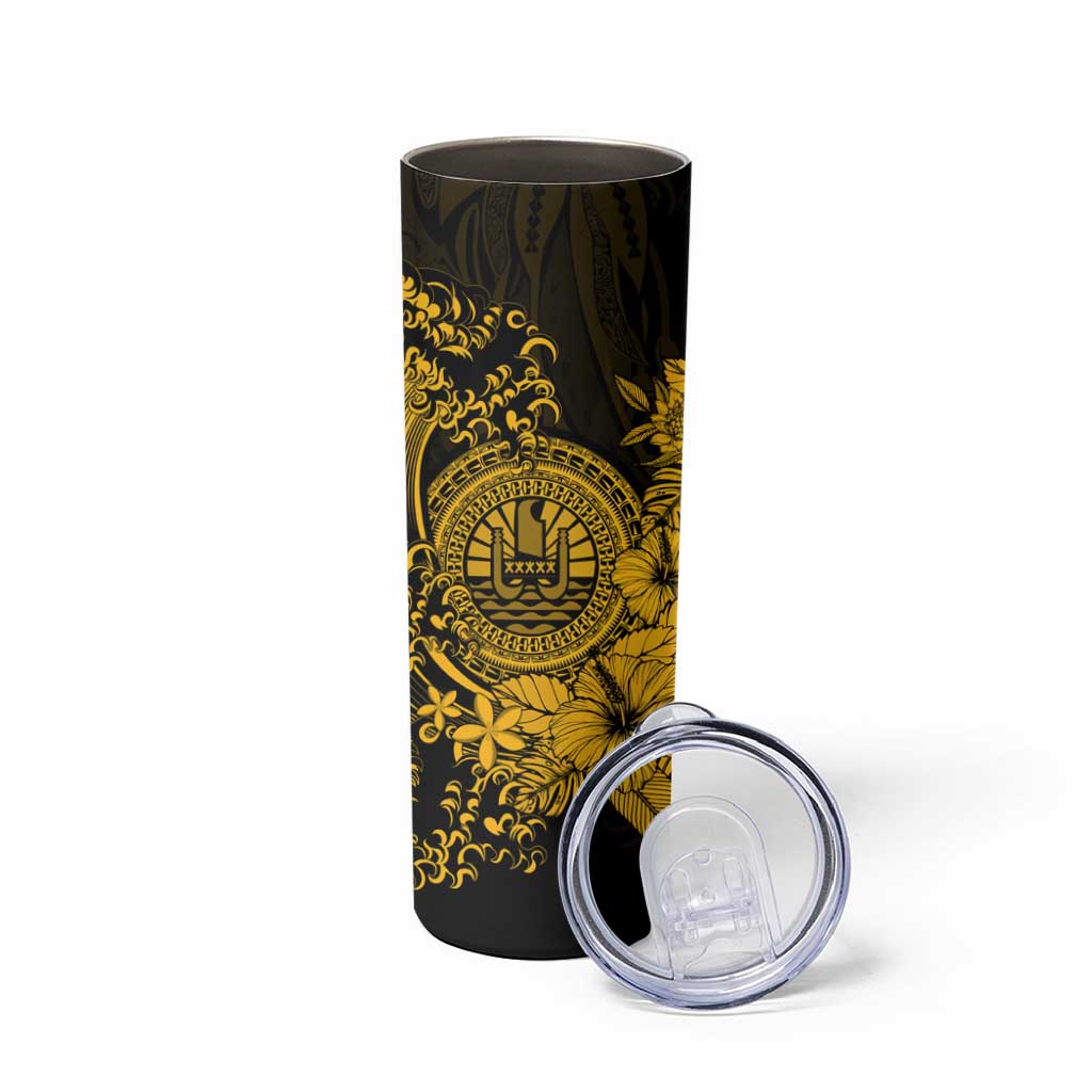 Gold Polynesian Tahiti Island Skinny Tumbler The Wave of Water LT9 - Polynesian Pride