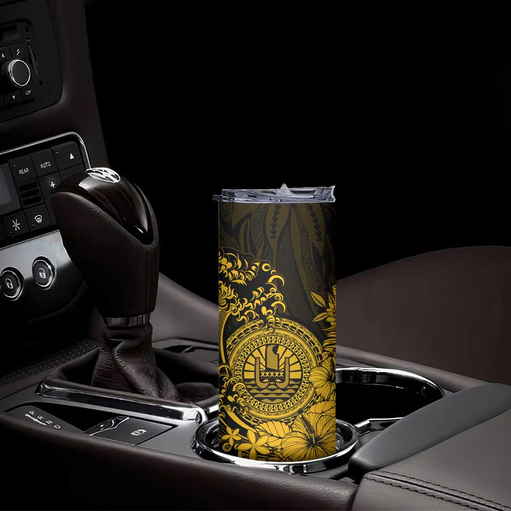 Gold Polynesian Tahiti Island Skinny Tumbler The Wave of Water LT9 - Polynesian Pride
