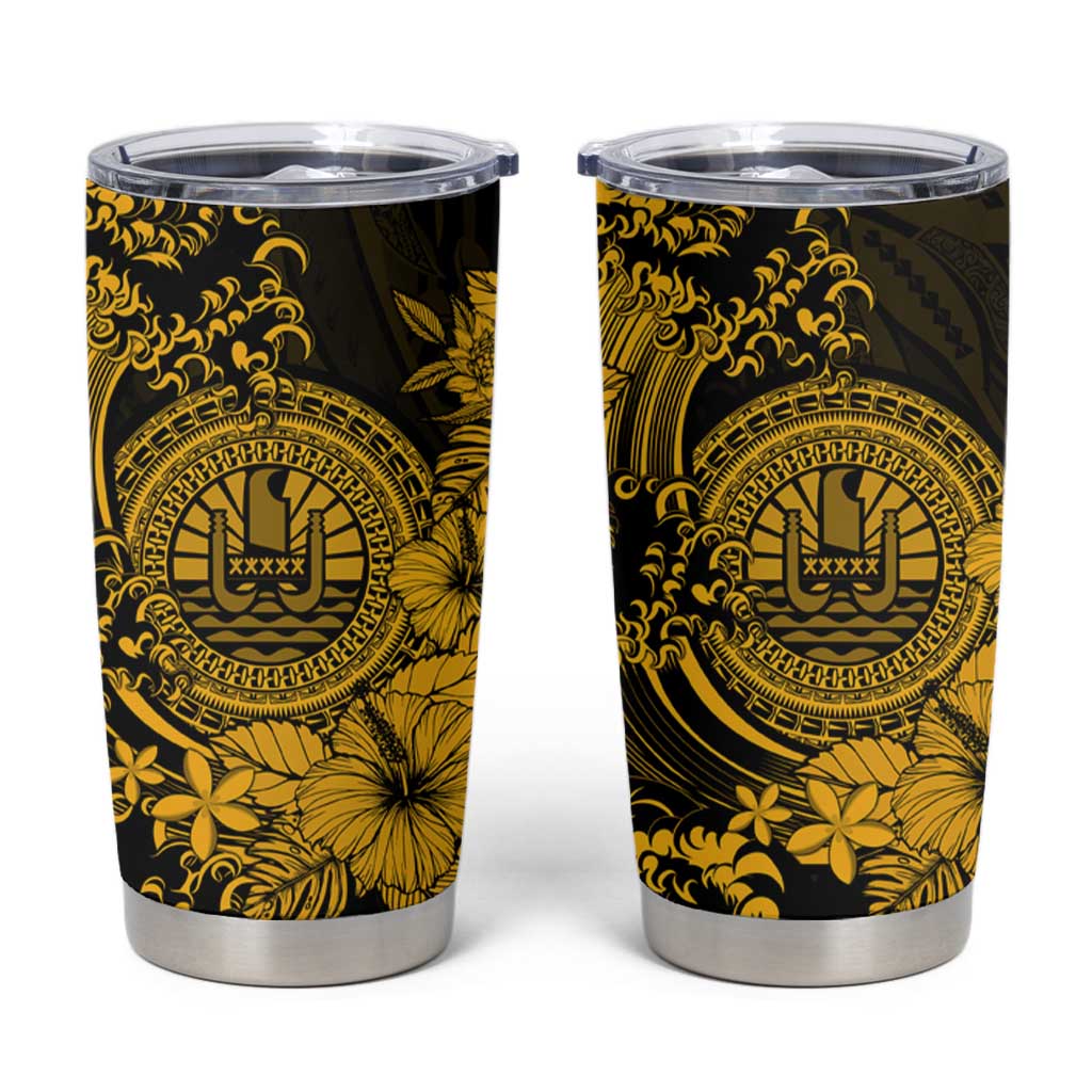 Gold Polynesian Tahiti Island Tumbler Cup The Wave of Water