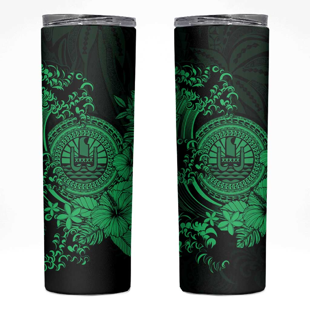 Green Polynesian Tahiti Island Skinny Tumbler The Wave of Water LT9 Green - Polynesian Pride