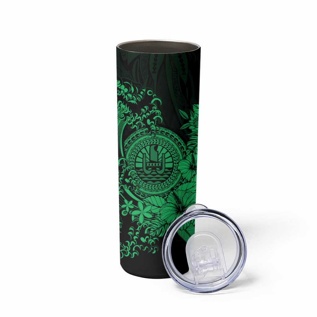 Green Polynesian Tahiti Island Skinny Tumbler The Wave of Water LT9 - Polynesian Pride