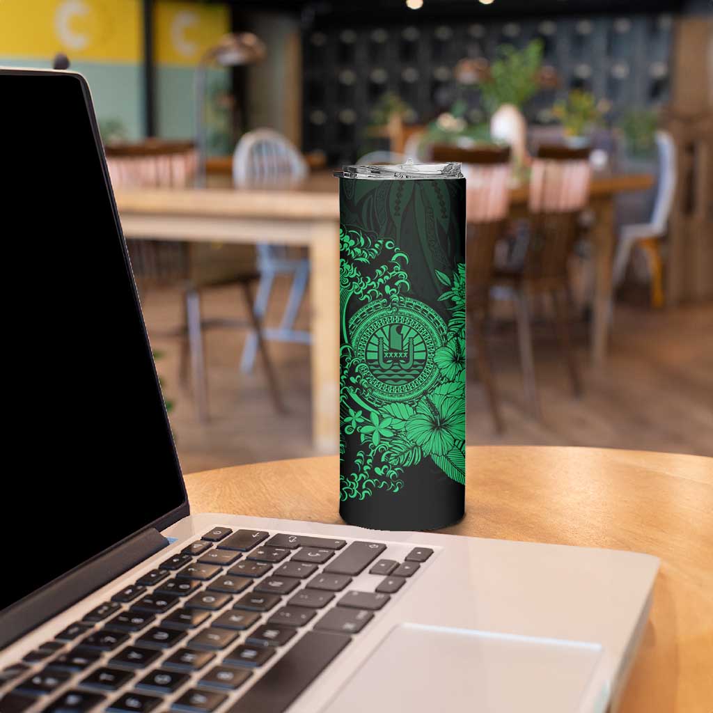 Green Polynesian Tahiti Island Skinny Tumbler The Wave of Water LT9 - Polynesian Pride
