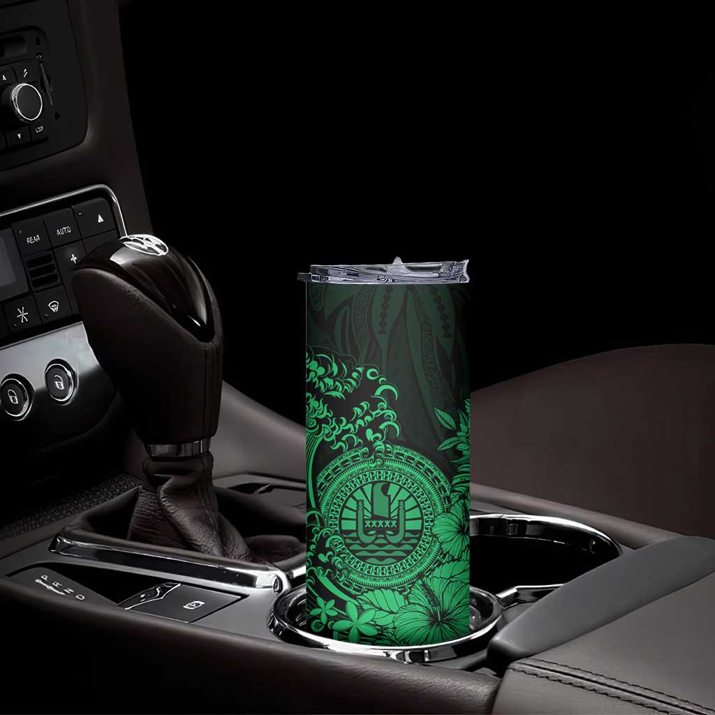 Green Polynesian Tahiti Island Skinny Tumbler The Wave of Water LT9 - Polynesian Pride