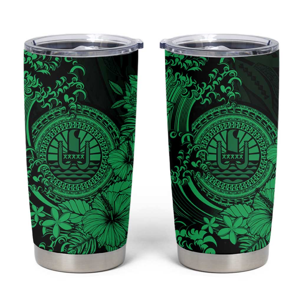 Green Polynesian Tahiti Island Tumbler Cup The Wave of Water