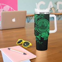 Green Polynesian Tahiti Island Tumbler With Handle The Wave of Water