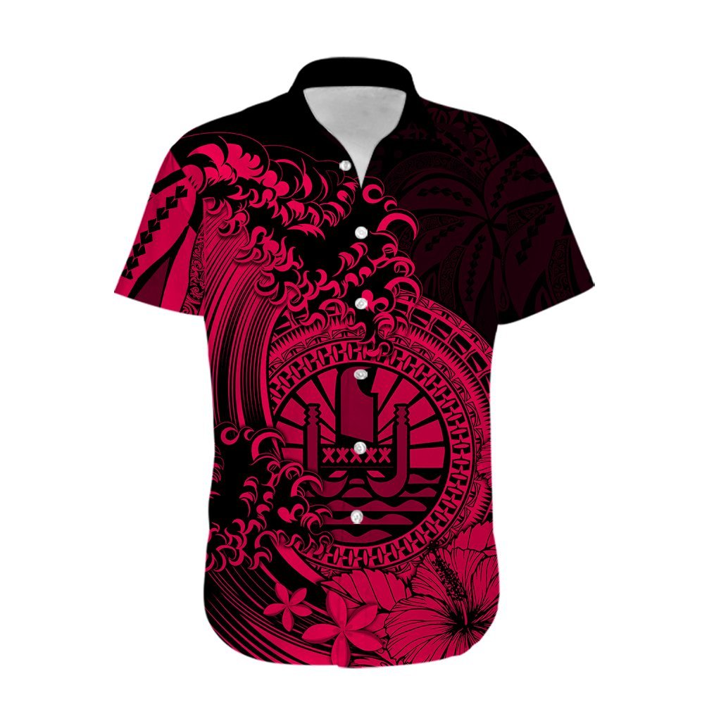 Polynesian Tahiti Island Hawaiian Shirt The Wave of Water - Pink LT9 - Polynesian Pride