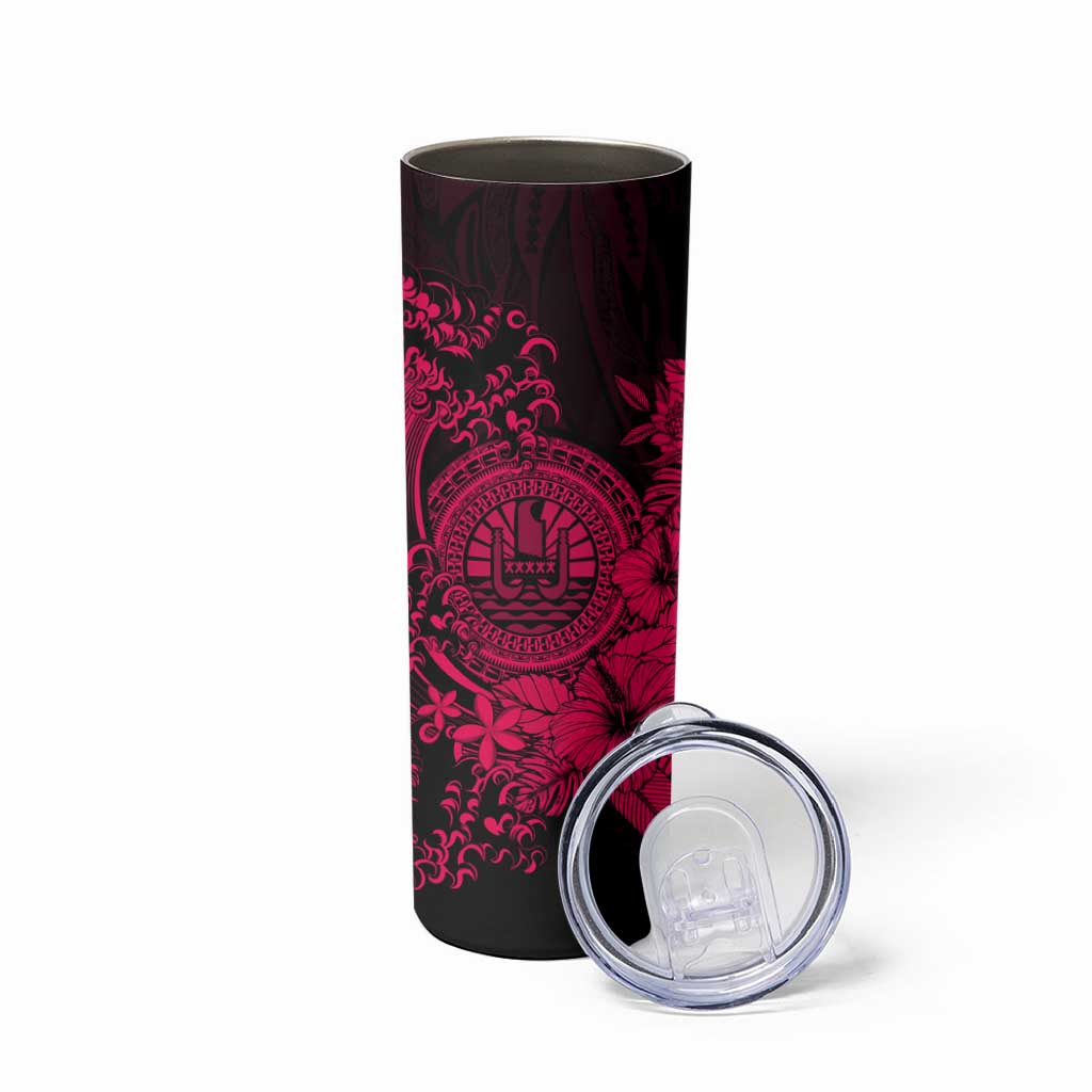 Pink Polynesian Tahiti Island Skinny Tumbler The Wave of Water LT9 - Polynesian Pride