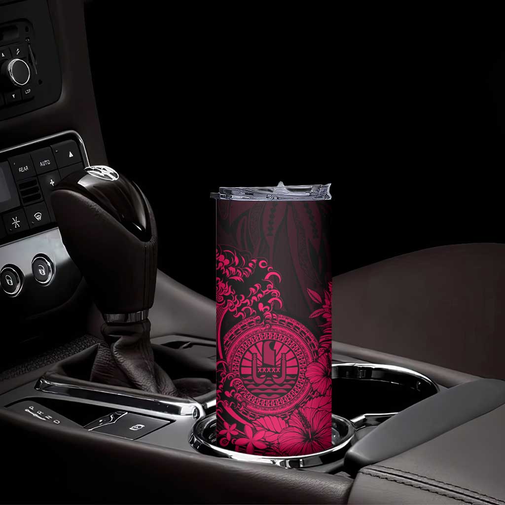 Pink Polynesian Tahiti Island Skinny Tumbler The Wave of Water LT9 - Polynesian Pride