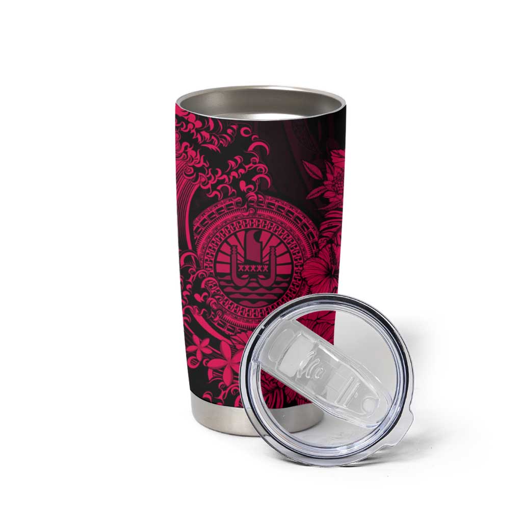 Pink Polynesian Tahiti Island Tumbler Cup The Wave of Water
