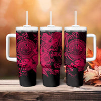 Pink Polynesian Tahiti Island Tumbler With Handle The Wave of Water