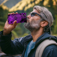 Purple Polynesian Tahiti Island 4 in 1 Can Cooler Tumbler The Wave of Water