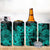 Turquoise Polynesian Tahiti Island 4 in 1 Can Cooler Tumbler The Wave of Water