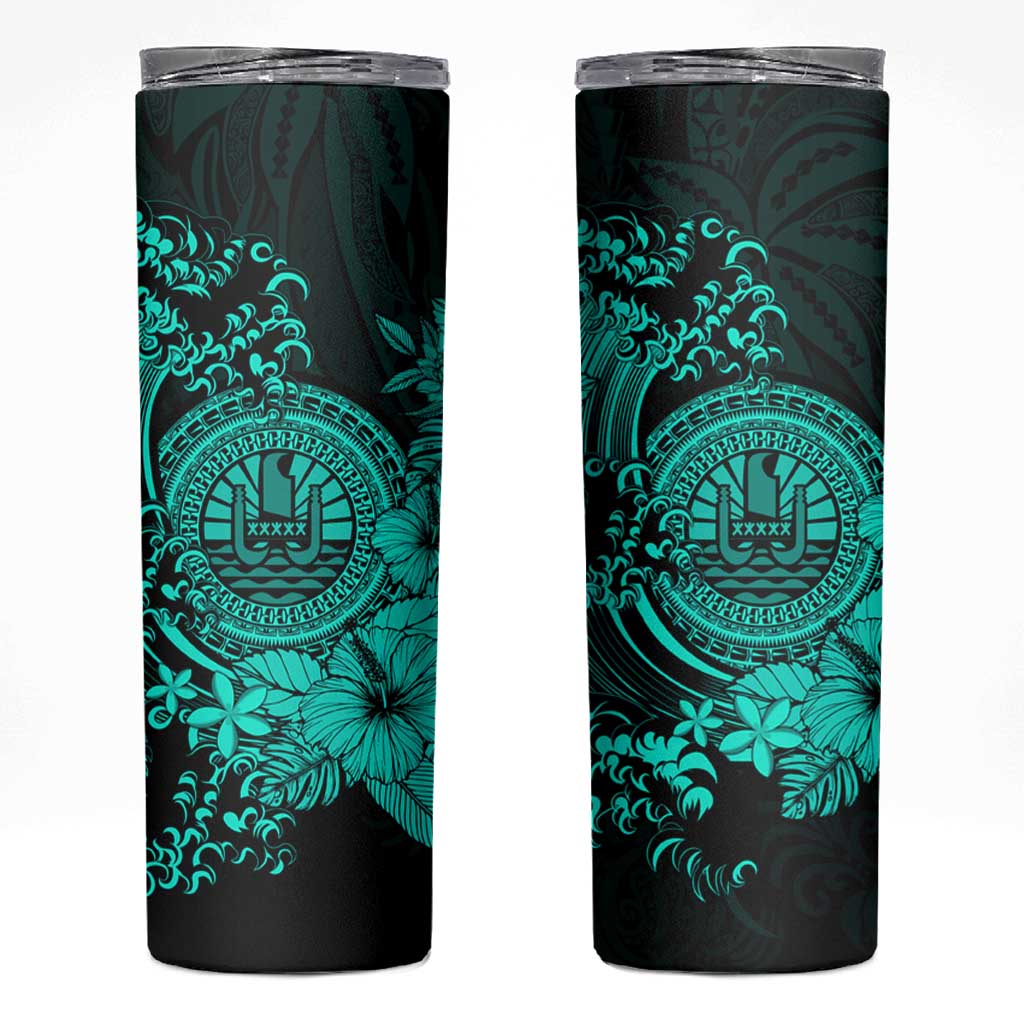 Turquoise Polynesian Tahiti Island Skinny Tumbler The Wave of Water LT9 Turquoise - Polynesian Pride