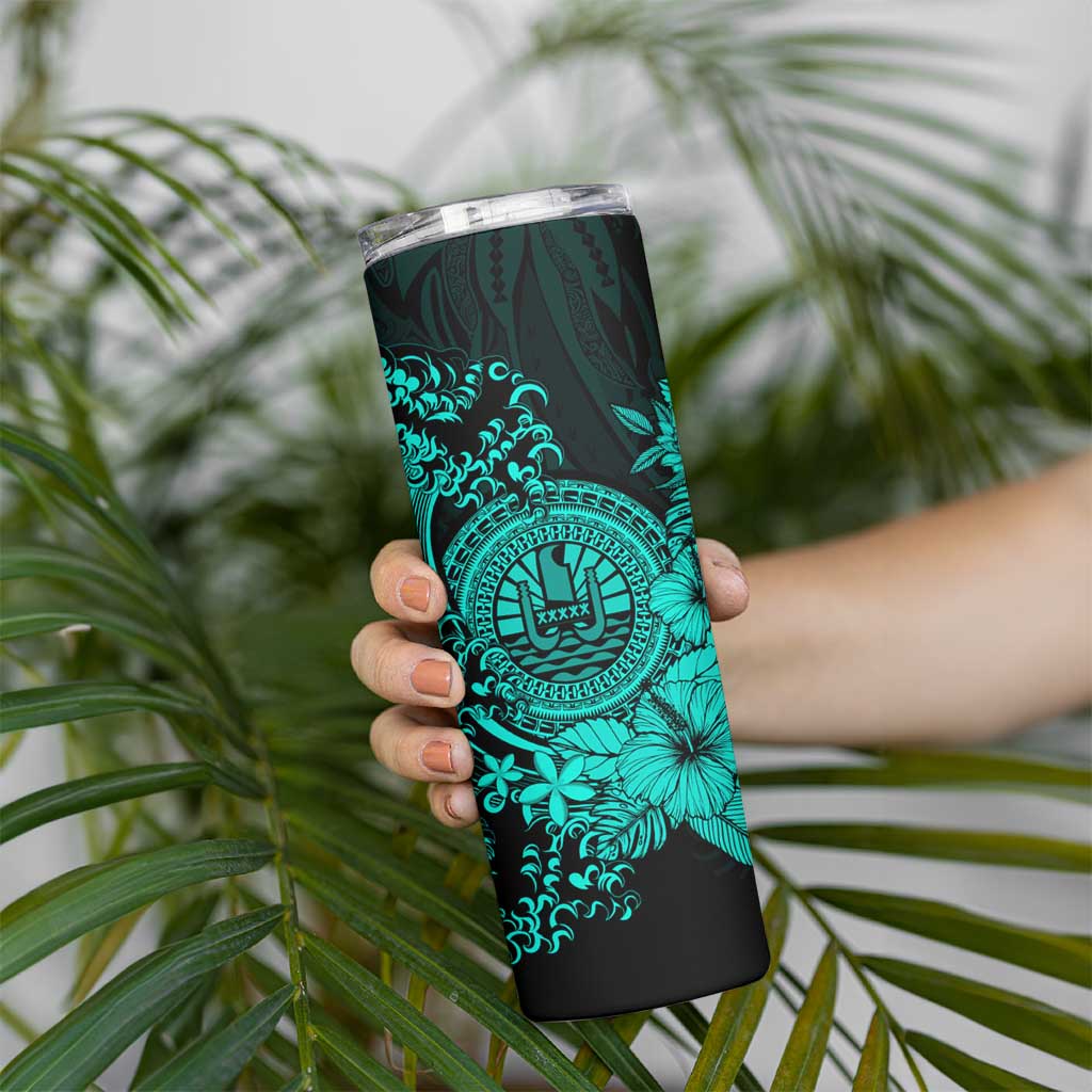 Turquoise Polynesian Tahiti Island Skinny Tumbler The Wave of Water LT9 - Polynesian Pride