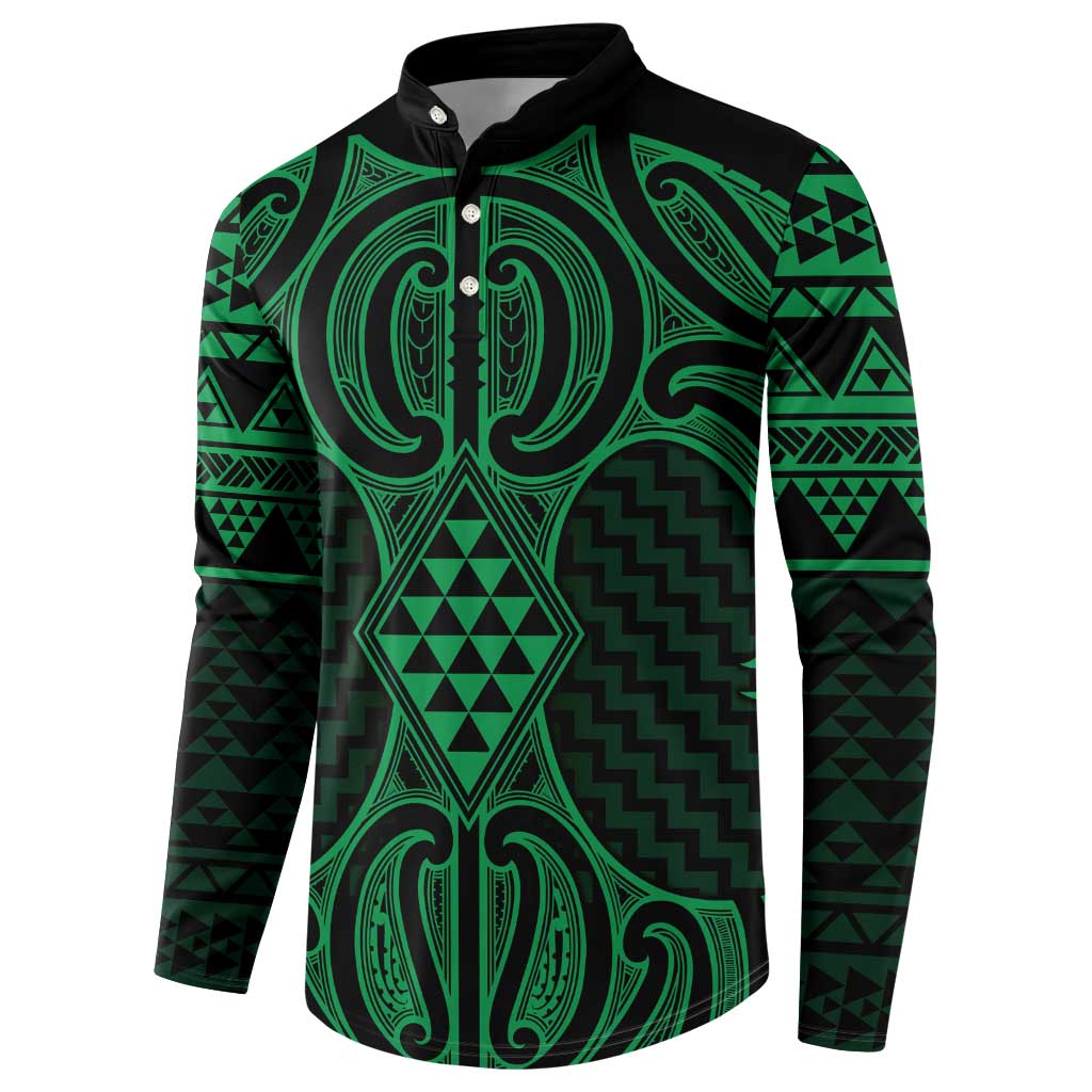 Kakariki Maori Ta Moko Poutama Art Button Sweatshirt