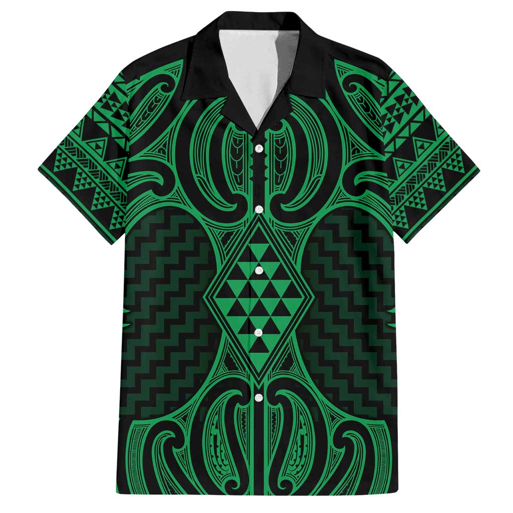 Kakariki Maori Ta Moko Poutama Art Family Matching Long Sleeve Bodycon Dress and Hawaiian Shirt LT9 Dad's Shirt - Short Sleeve Green - Polynesian Pride