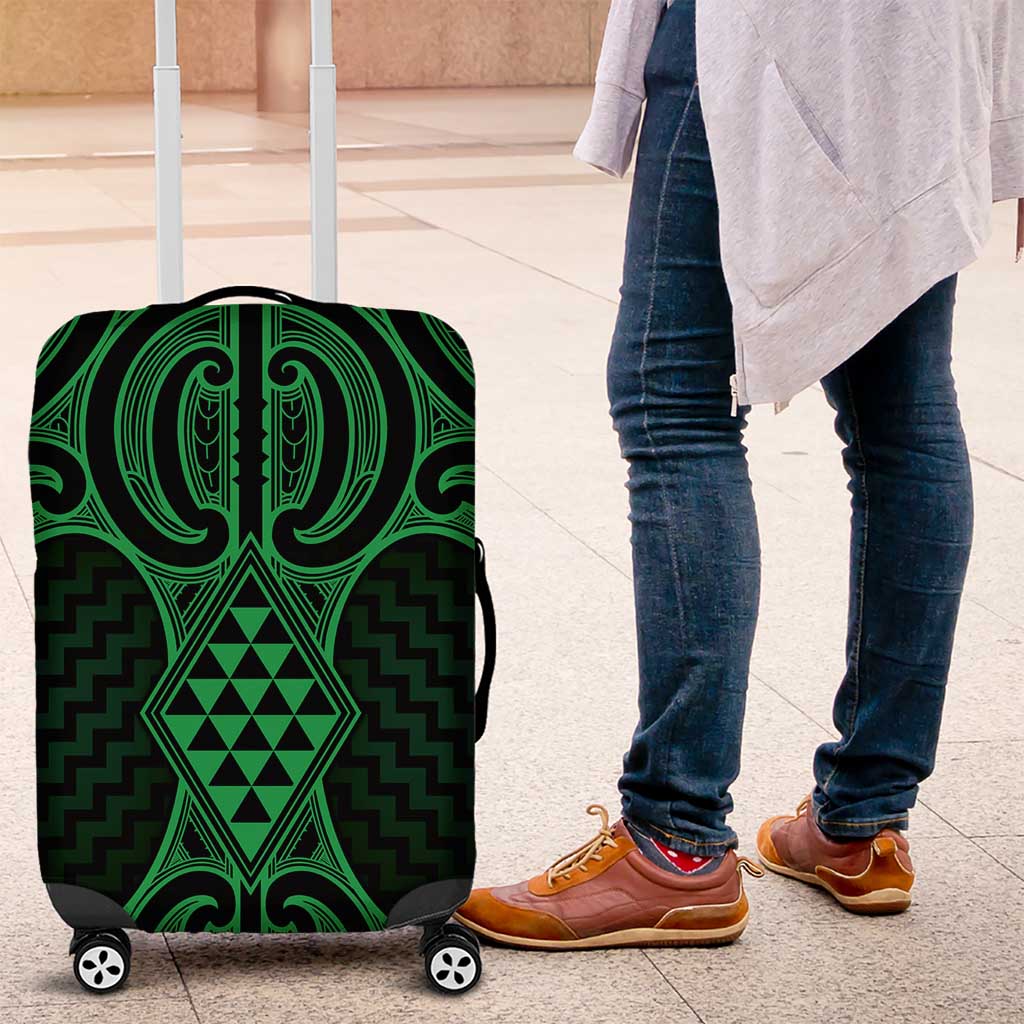 Kakariki Maori Ta Moko Poutama Art Luggage Cover LT9 Green - Polynesian Pride