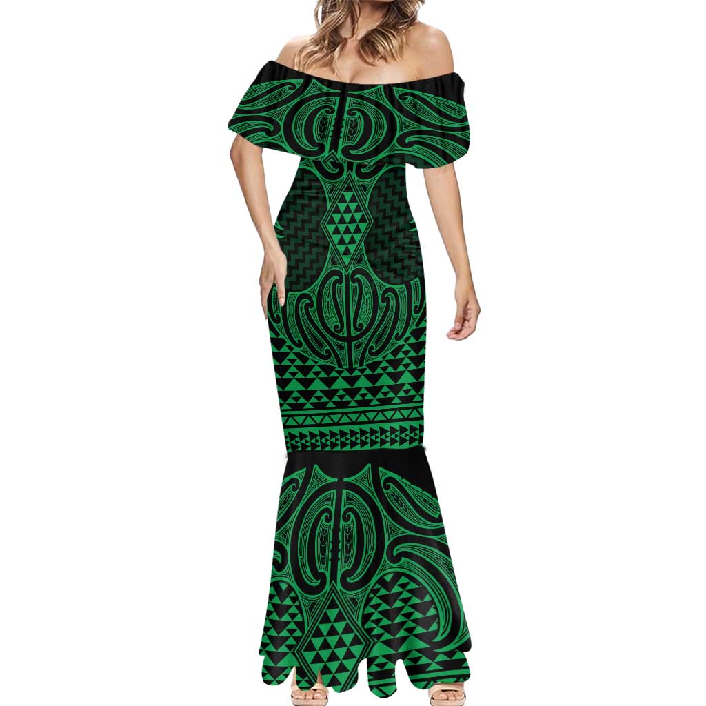 Kakariki Maori Ta Moko Poutama Art Mermaid Dress LT9 - Polynesian Pride