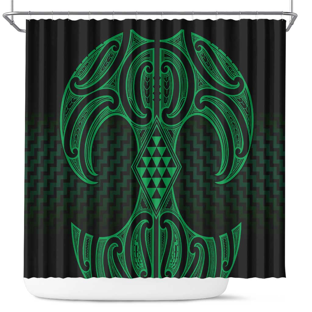 Kakariki Maori Ta Moko Poutama Art Shower Curtain