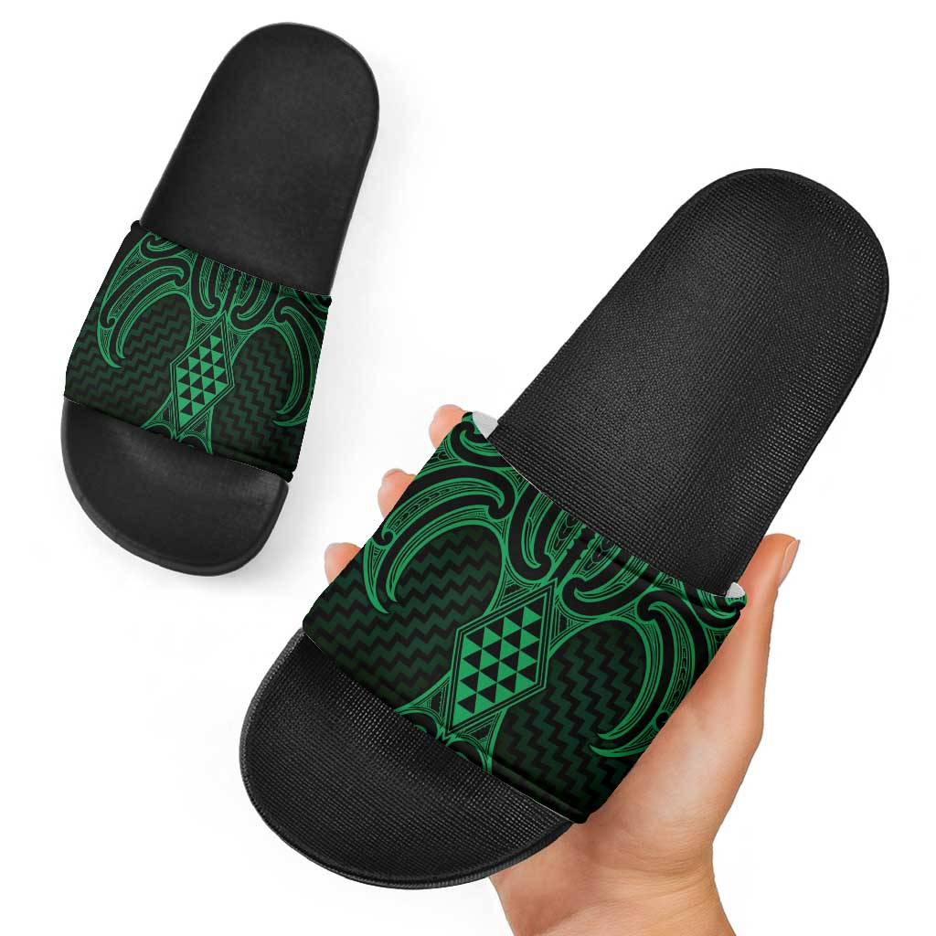 Kakariki Maori Ta Moko Poutama Art Slide Sandals - Polynesian Pride