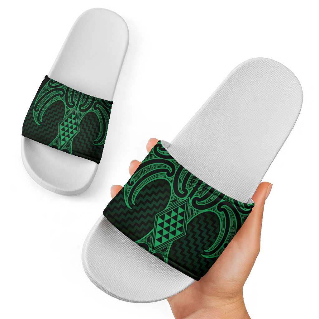 Kakariki Maori Ta Moko Poutama Art Slide Sandals - Polynesian Pride