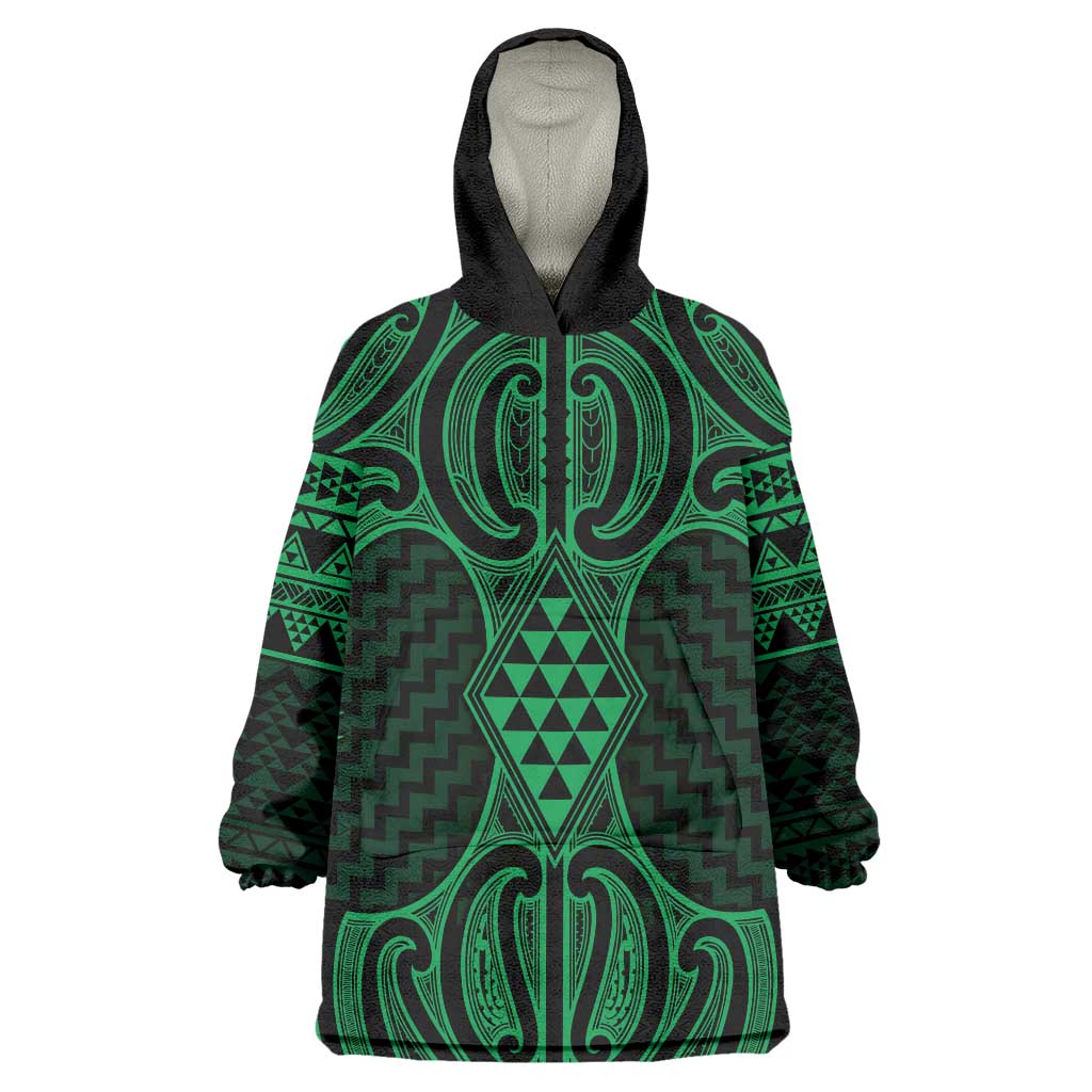 Kakariki Maori Ta Moko Poutama Art Wearable Blanket Hoodie