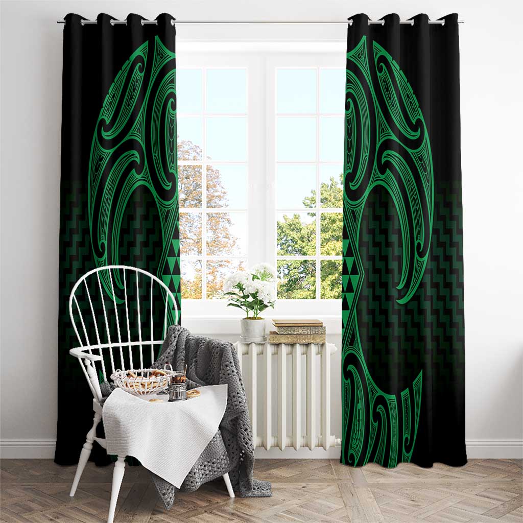 Kakariki Maori Ta Moko Poutama Art Window Curtain