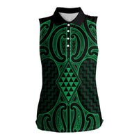 Kakariki Maori Ta Moko Poutama Art Women Sleeveless Polo Shirt