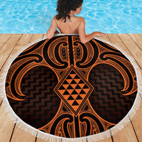 Karaka Maori Ta Moko Poutama Art Beach Blanket