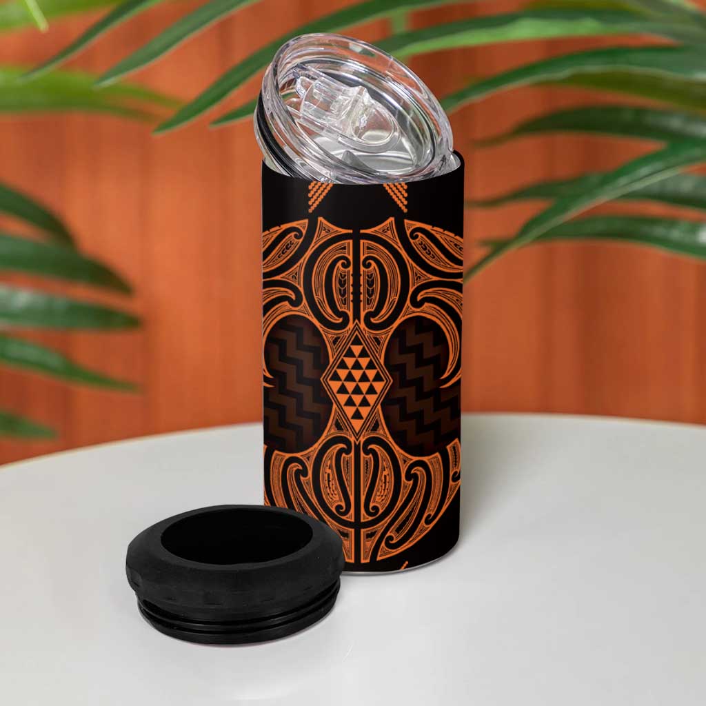 Karaka Maori Ta Moko Poutama Art 4 in 1 Can Cooler Tumbler