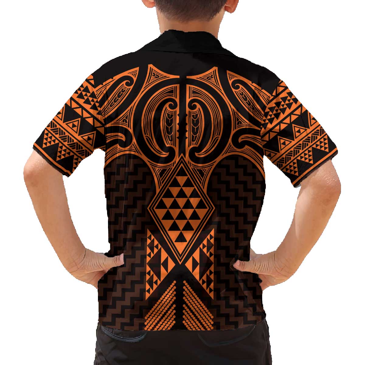 Karaka Maori Ta Moko Poutama Art Family Matching Off The Shoulder Long Sleeve Dress and Hawaiian Shirt LT9 - Polynesian Pride