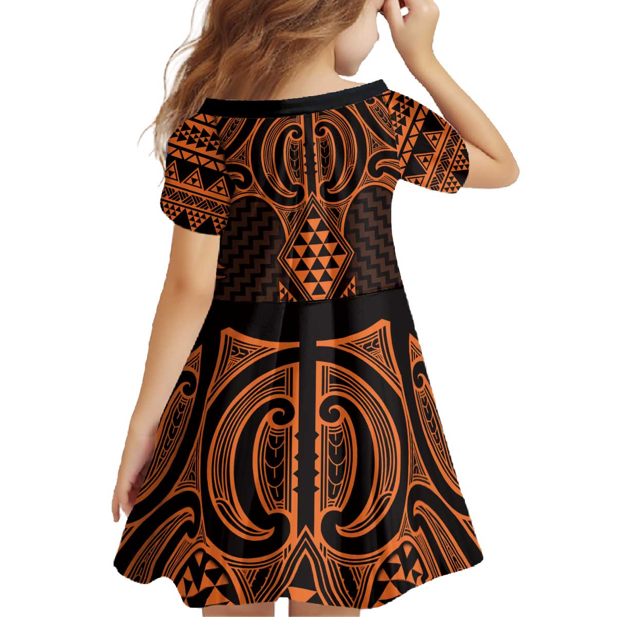 Karaka Maori Ta Moko Poutama Art Family Matching Off The Shoulder Long Sleeve Dress and Hawaiian Shirt LT9 - Polynesian Pride