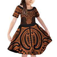 Karaka Maori Ta Moko Poutama Art Family Matching Off Shoulder Short Dress and Hawaiian Shirt