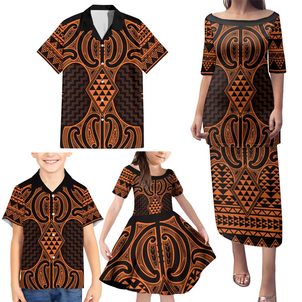 Karaka Maori Ta Moko Poutama Art Family Matching Puletasi and Hawaiian Shirt LT9 - Polynesian Pride