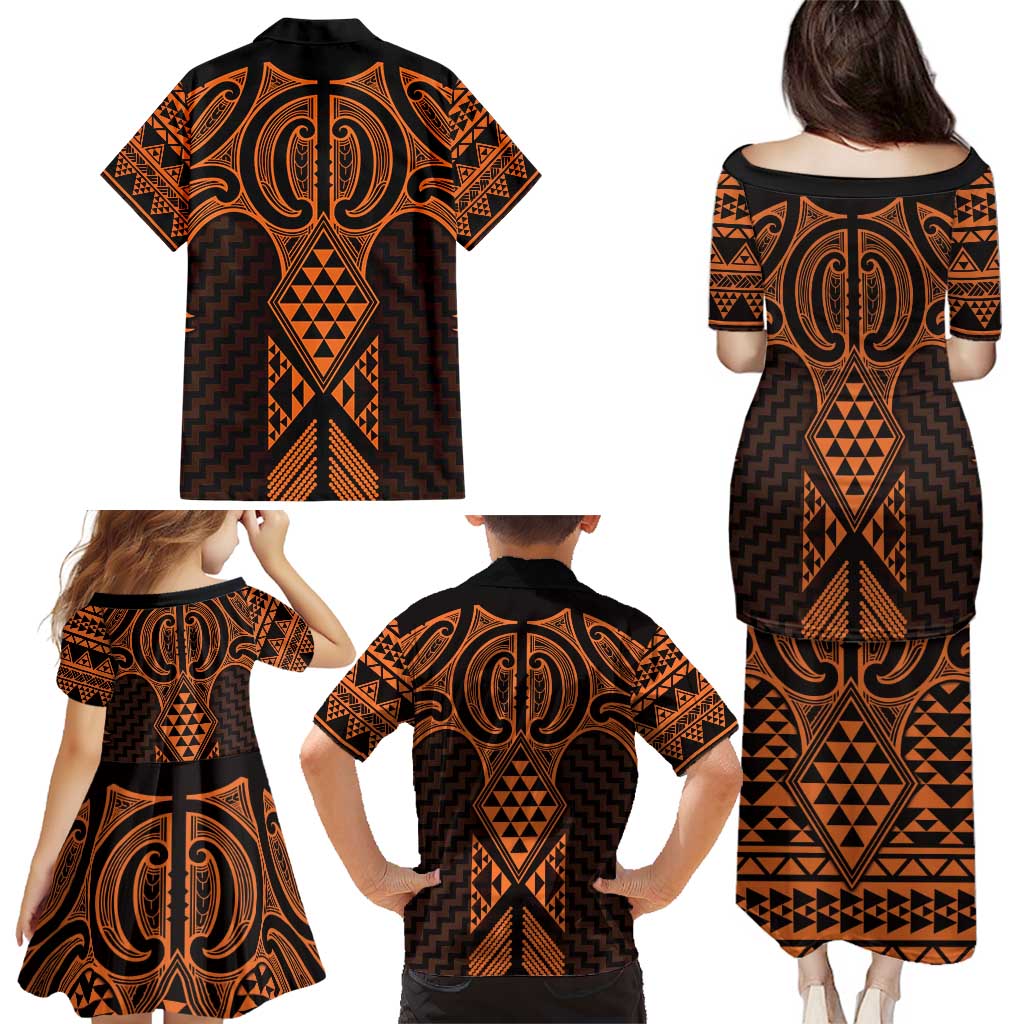Karaka Maori Ta Moko Poutama Art Family Matching Puletasi and Hawaiian Shirt LT9 - Polynesian Pride
