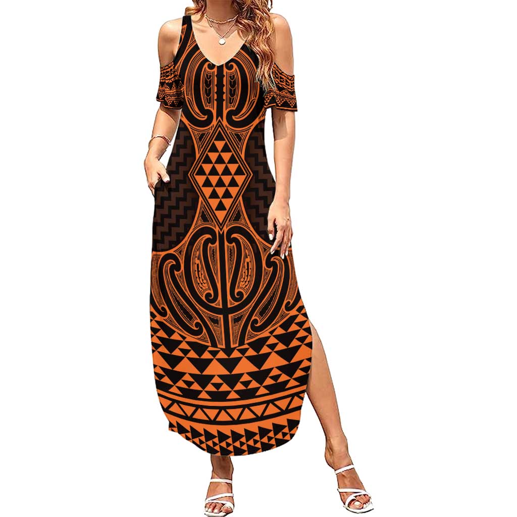 Karaka Maori Ta Moko Poutama Art Family Matching Summer Maxi Dress and Hawaiian Shirt