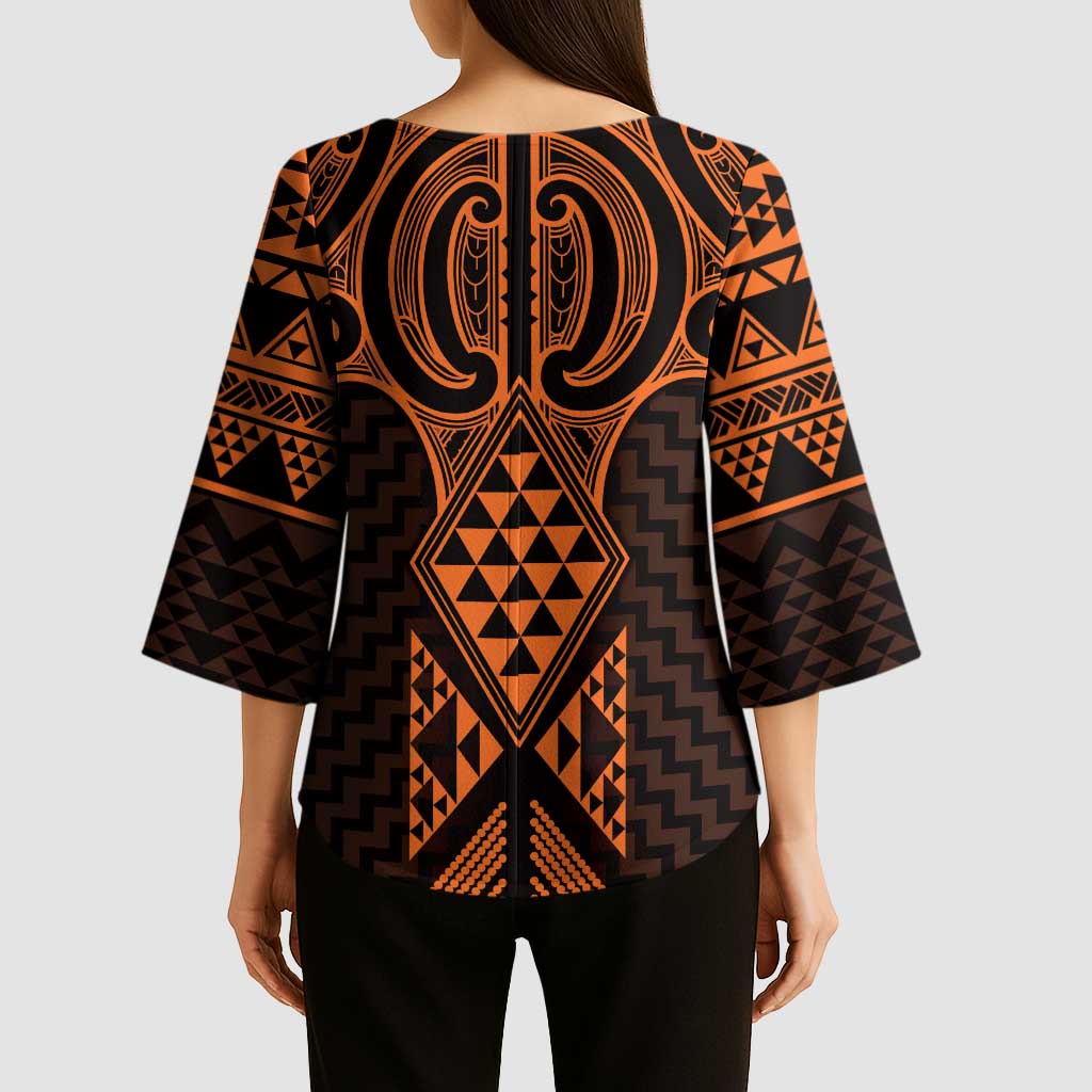 Karaka Maori Ta Moko Poutama Art Kimono Sleeve Blouse - Polynesian Pride