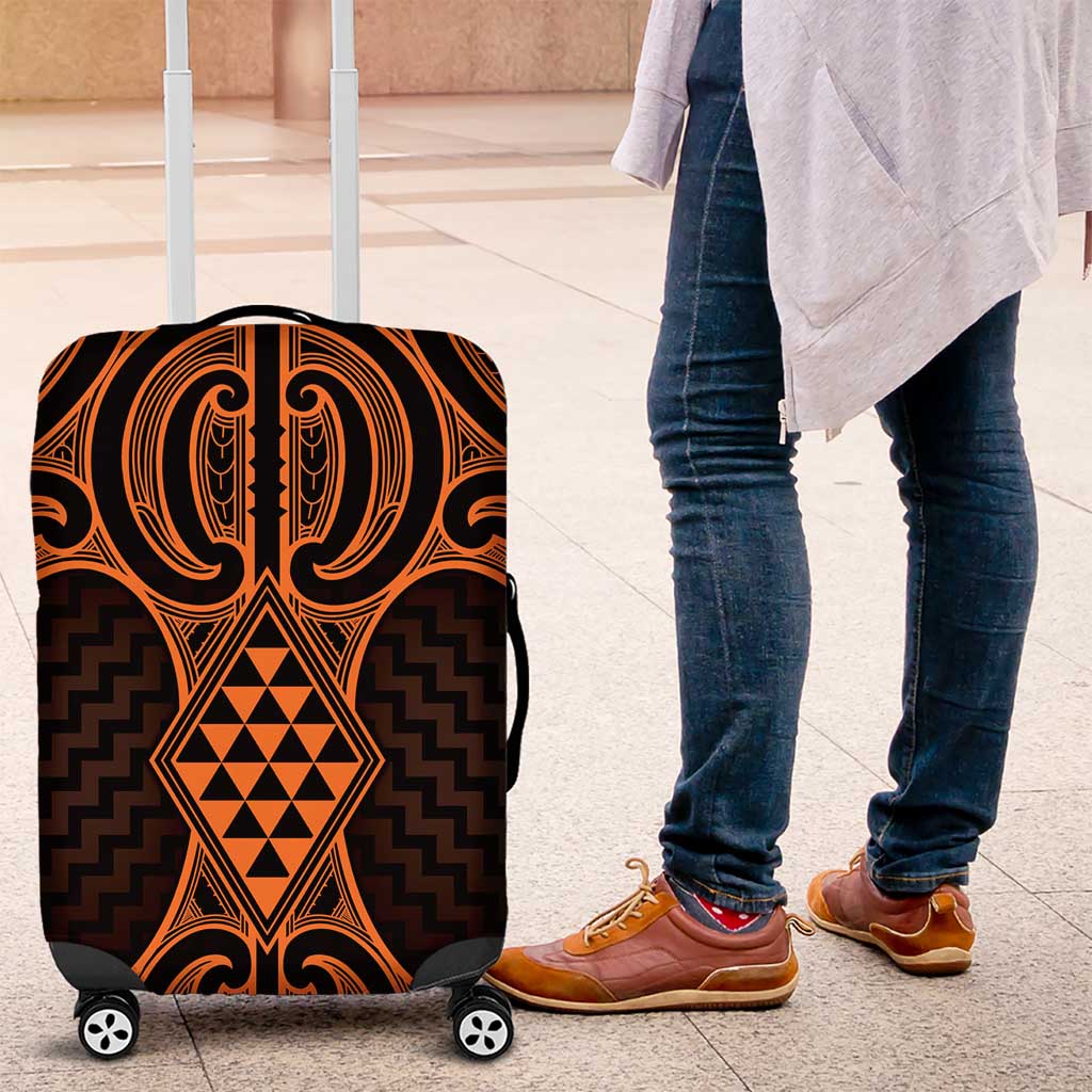 Karaka Maori Ta Moko Poutama Art Luggage Cover LT9 Gold - Polynesian Pride